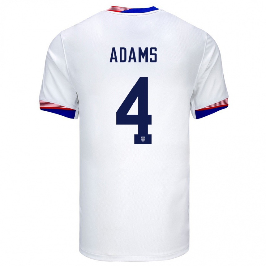 Kids Football United States Tyler Adams #4 White Home Jersey 24-26 T-Shirt Za