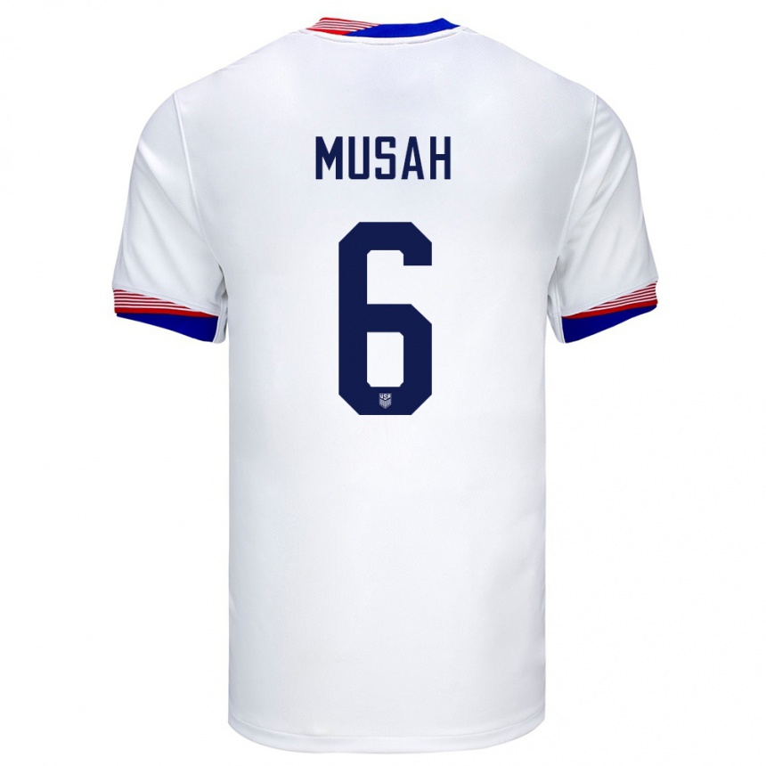 Kids Football United States Yunus Musah #6 White Home Jersey 24-26 T-Shirt Za