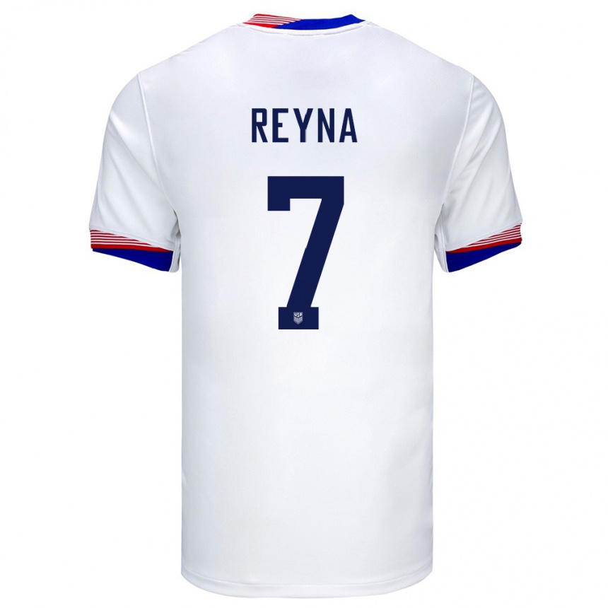 Kids Football United States Giovanni Reyna #7 White Home Jersey 24-26 T-Shirt Za