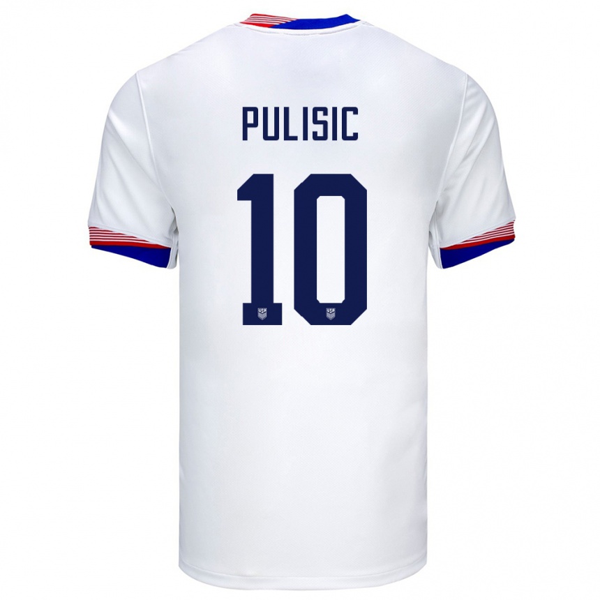 Kids Football United States Christian Pulisic #10 White Home Jersey 24-26 T-Shirt Za