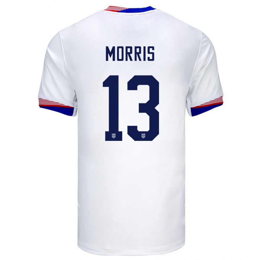 Kids Football United States Jordan Morris #13 White Home Jersey 24-26 T-Shirt Za