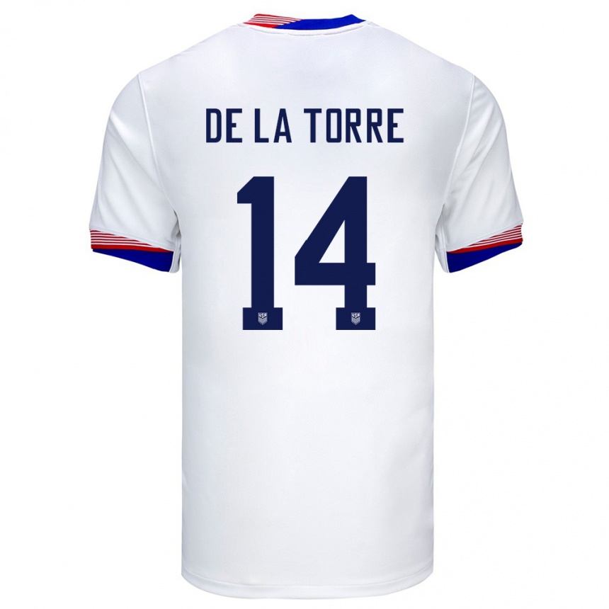 Kids Football United States Luca De La Torre #14 White Home Jersey 24-26 T-Shirt Za