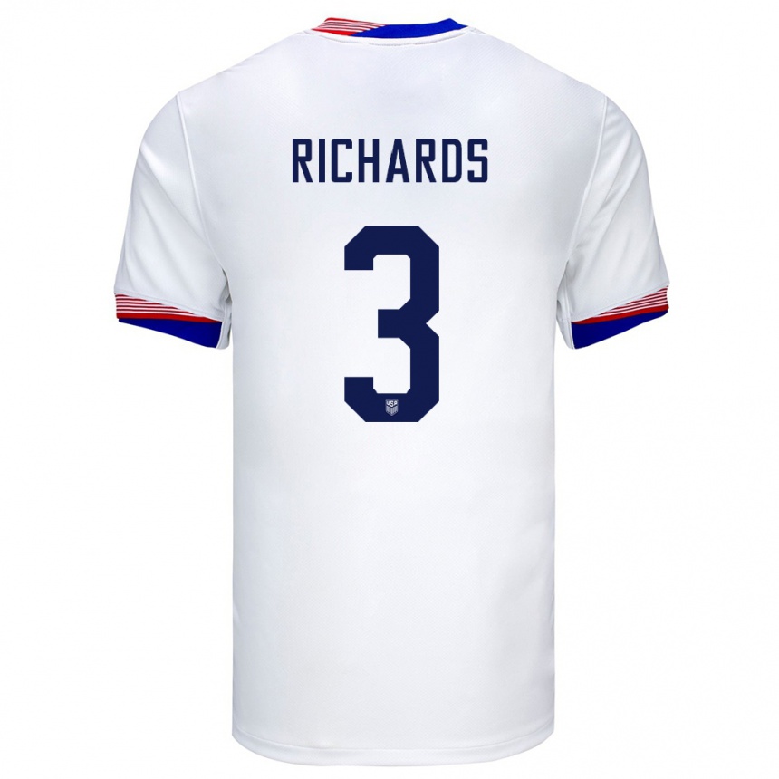 Kids Football United States Chris Richards #3 White Home Jersey 24-26 T-Shirt Za