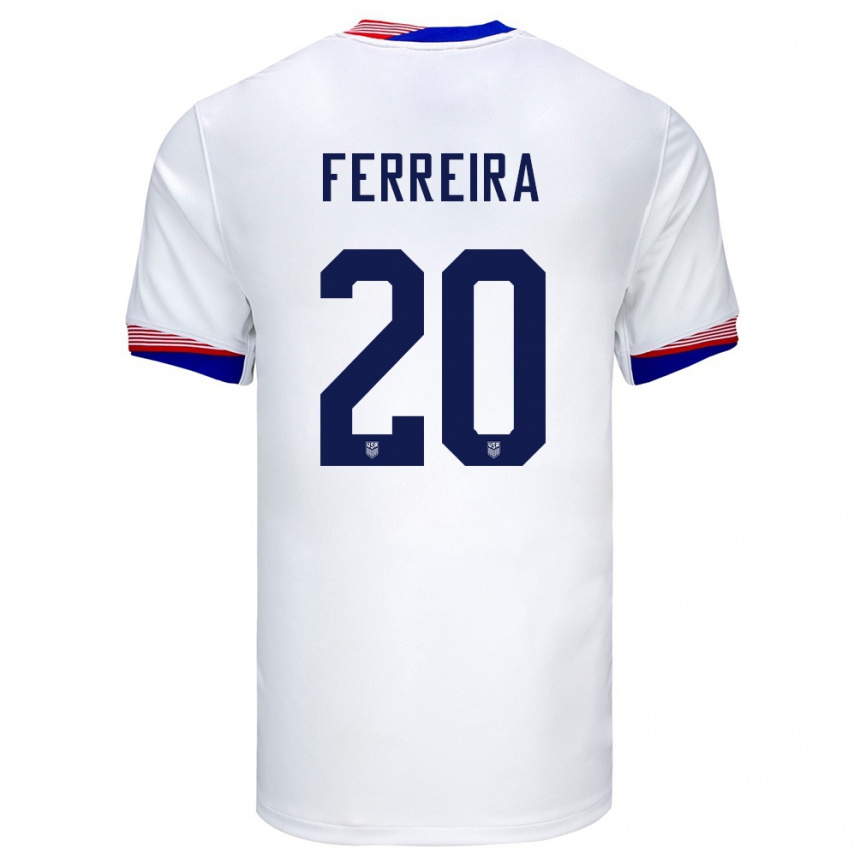 Kids Football United States Jesus Ferreira #20 White Home Jersey 24-26 T-Shirt Za