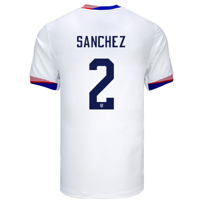 Kids Football United States Ashley Sanchez #2 White Home Jersey 24-26 T-Shirt Za