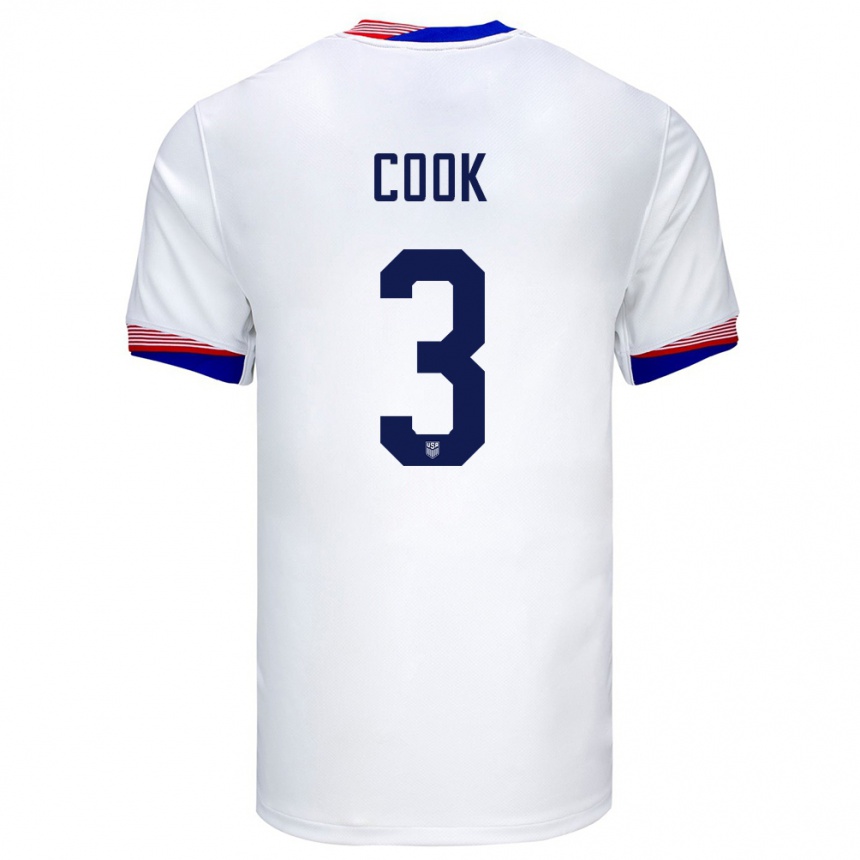 Kids Football United States Alana Cook #3 White Home Jersey 24-26 T-Shirt Za