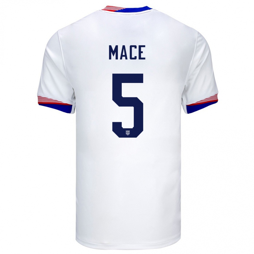 Kids Football United States Hailie Mace #5 White Home Jersey 24-26 T-Shirt Za