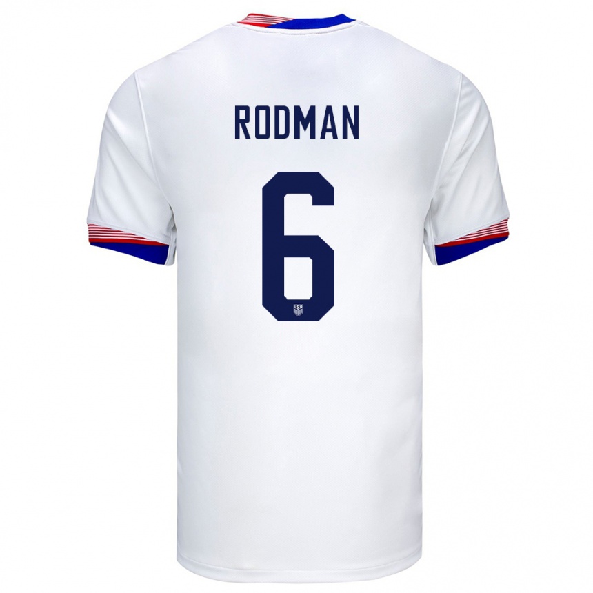 Kids Football United States Trinity Rodman #6 White Home Jersey 24-26 T-Shirt Za