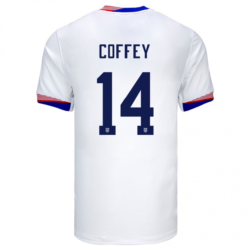 Kids Football United States Sam Coffey #14 White Home Jersey 24-26 T-Shirt Za