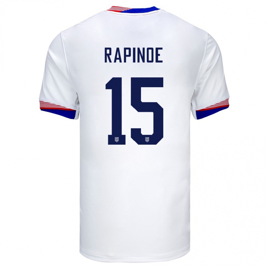 Kids Football United States Megan Rapinoe #15 White Home Jersey 24-26 T-Shirt Za