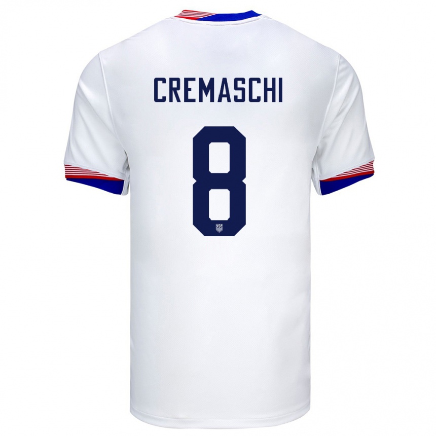 Kids Football United States Benjamin Cremaschi #8 White Home Jersey 24-26 T-Shirt Za