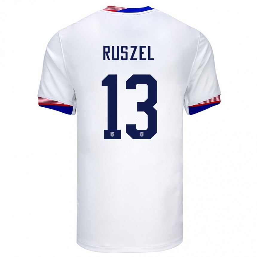 Kids Football United States Marcel Ruszel #13 White Home Jersey 24-26 T-Shirt Za