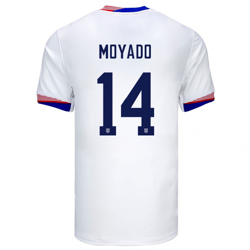 Kids Football United States Bryan Moyado #14 White Home Jersey 24-26 T-Shirt Za