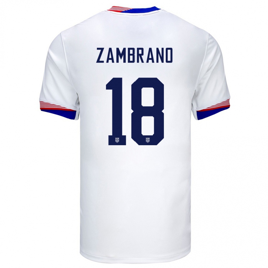 Kids Football United States Marcos Zambrano #18 White Home Jersey 24-26 T-Shirt Za