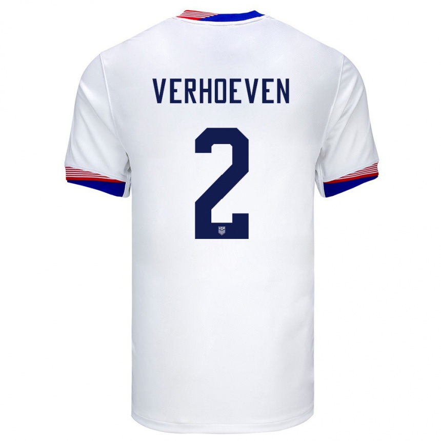 Kids Football United States Oscar Verhoeven #2 White Home Jersey 24-26 T-Shirt Za