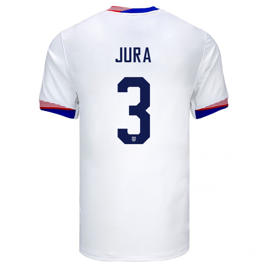 Kids Football United States Sawyer Jura #3 White Home Jersey 24-26 T-Shirt Za