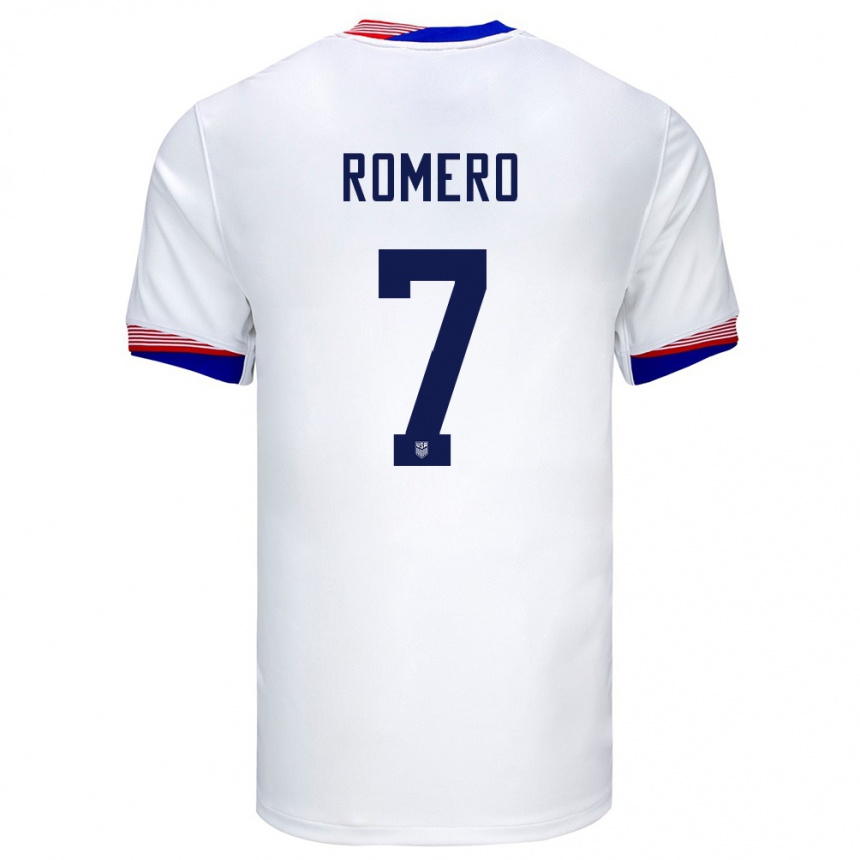 Kids Football United States Brian Romero #7 White Home Jersey 24-26 T-Shirt Za