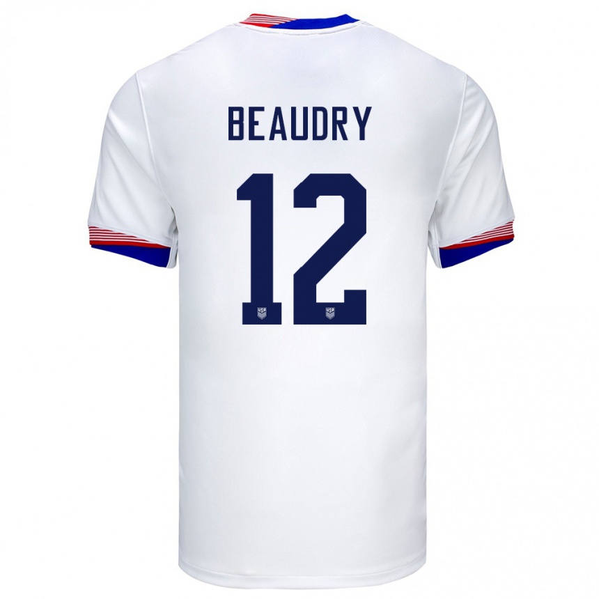 Kids Football United States Adam Beaudry #12 White Home Jersey 24-26 T-Shirt Za