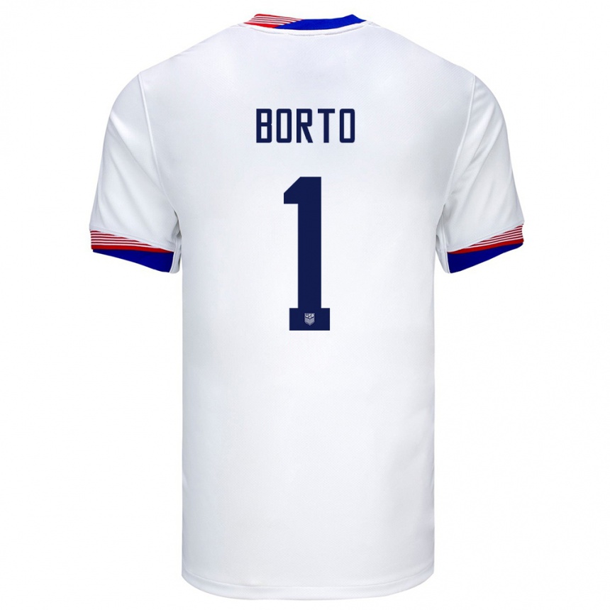 Kids Football United States Alexander Borto #1 White Home Jersey 24-26 T-Shirt Za