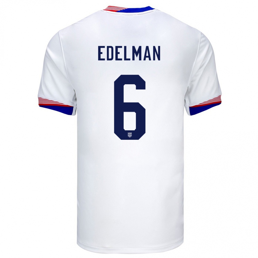 Kids Football United States Daniel Edelman #6 White Home Jersey 24-26 T-Shirt Za