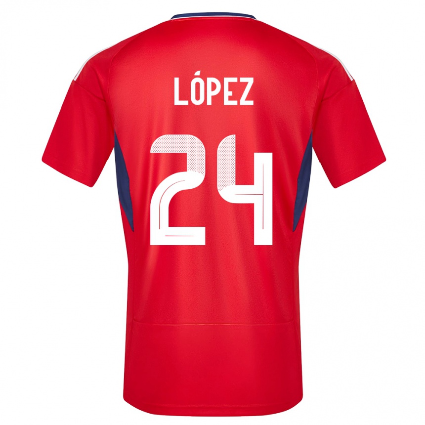 Kids Football Costa Rica Douglas Lopez #24 Red Home Jersey 24-26 T-Shirt Za