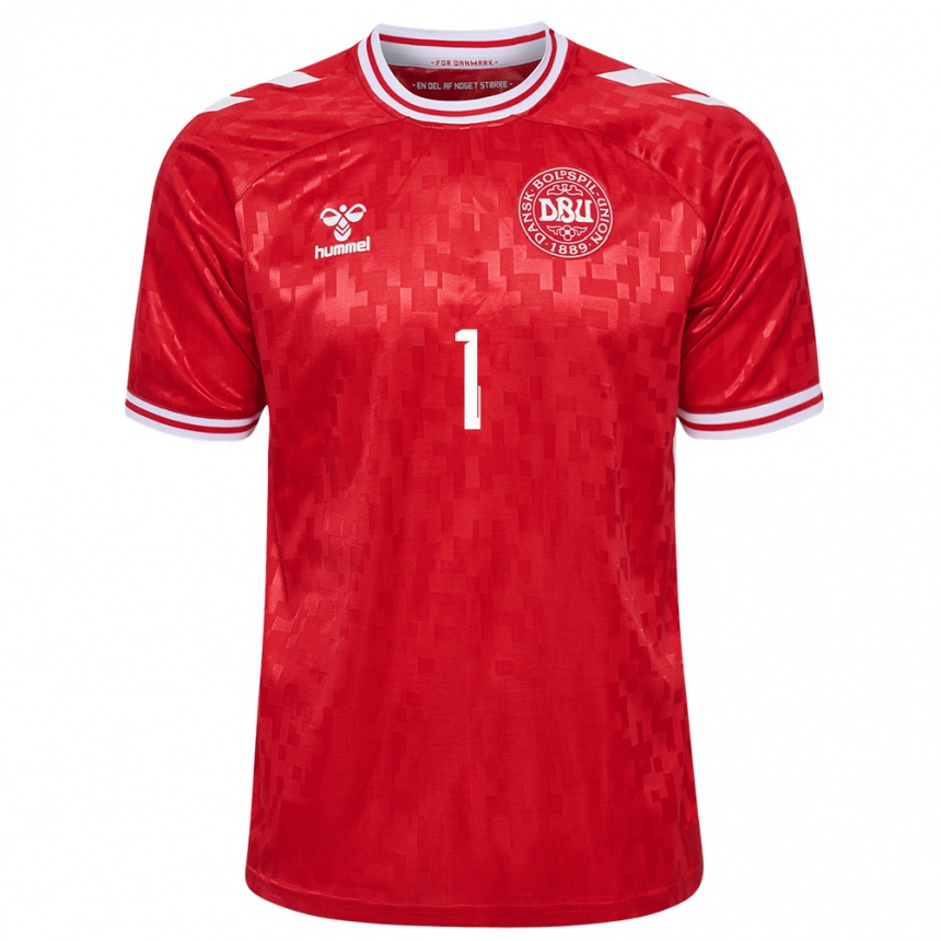 Kids Football Denmark Bertil Grönkjaer #1 Red Home Jersey 24-26 T-Shirt Za