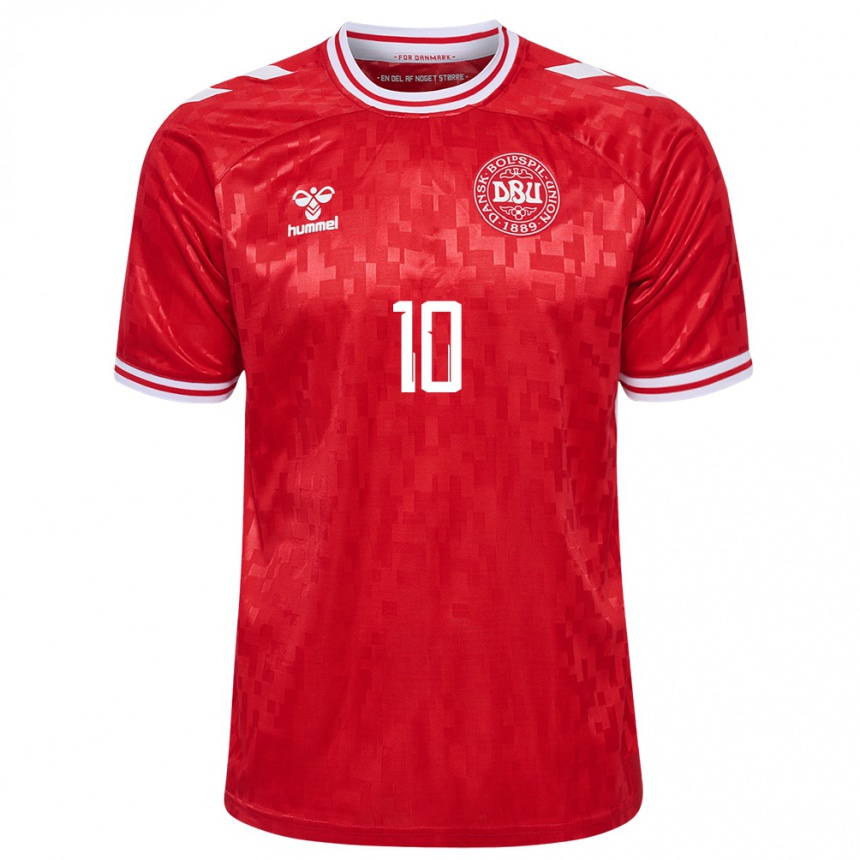 Kids Football Denmark Christian Eriksen #10 Red Home Jersey 24-26 T-Shirt Za