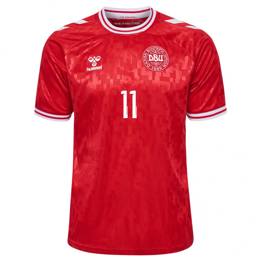 Kids Football Denmark Cornelia Kramer #11 Red Home Jersey 24-26 T-Shirt Za