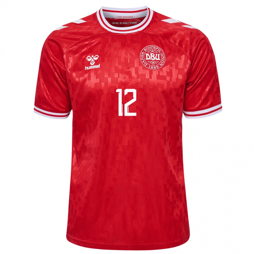 Kids Football Denmark Mathias Sauer #12 Red Home Jersey 24-26 T-Shirt Za