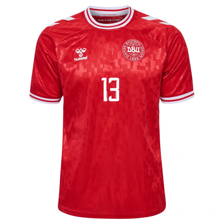 Kids Football Denmark Frej Andersen #13 Red Home Jersey 24-26 T-Shirt Za