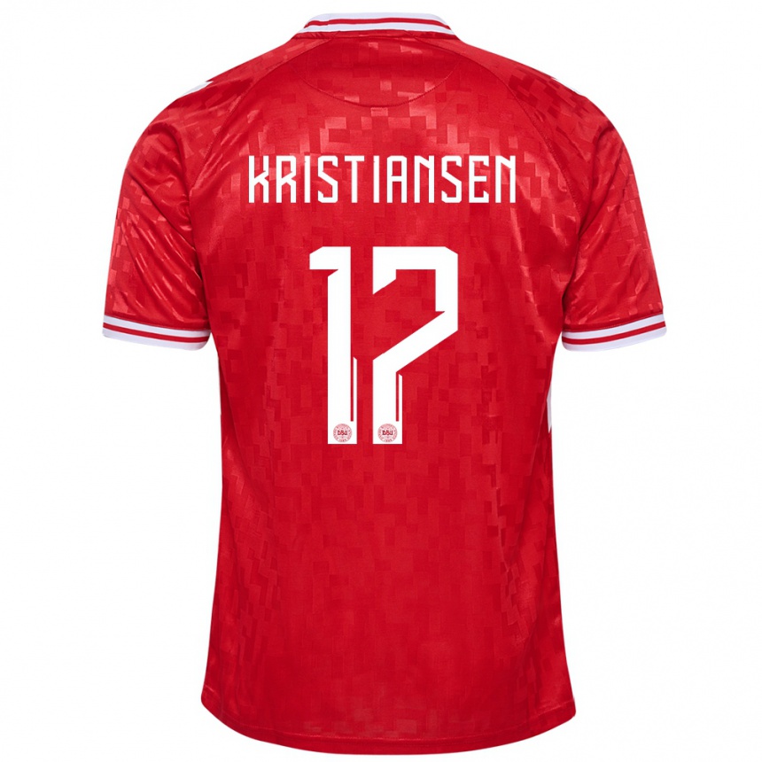 Kids Football Denmark Victor Kristiansen #17 Red Home Jersey 24-26 T-Shirt Za