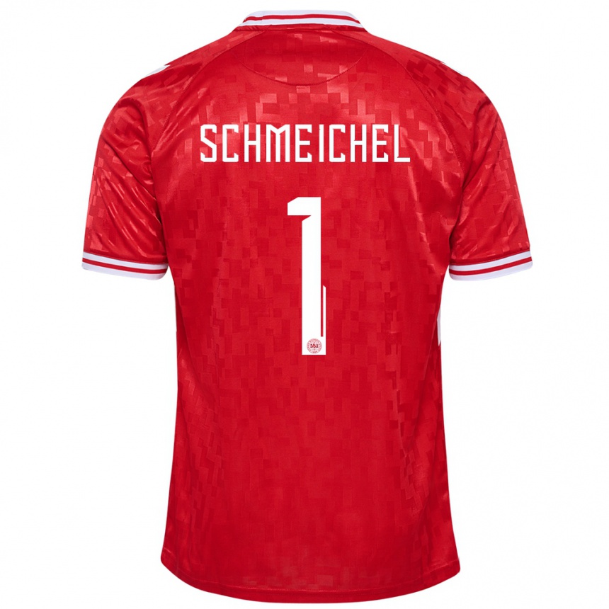 Kids Football Denmark Kasper Schmeichel #1 Red Home Jersey 24-26 T-Shirt Za