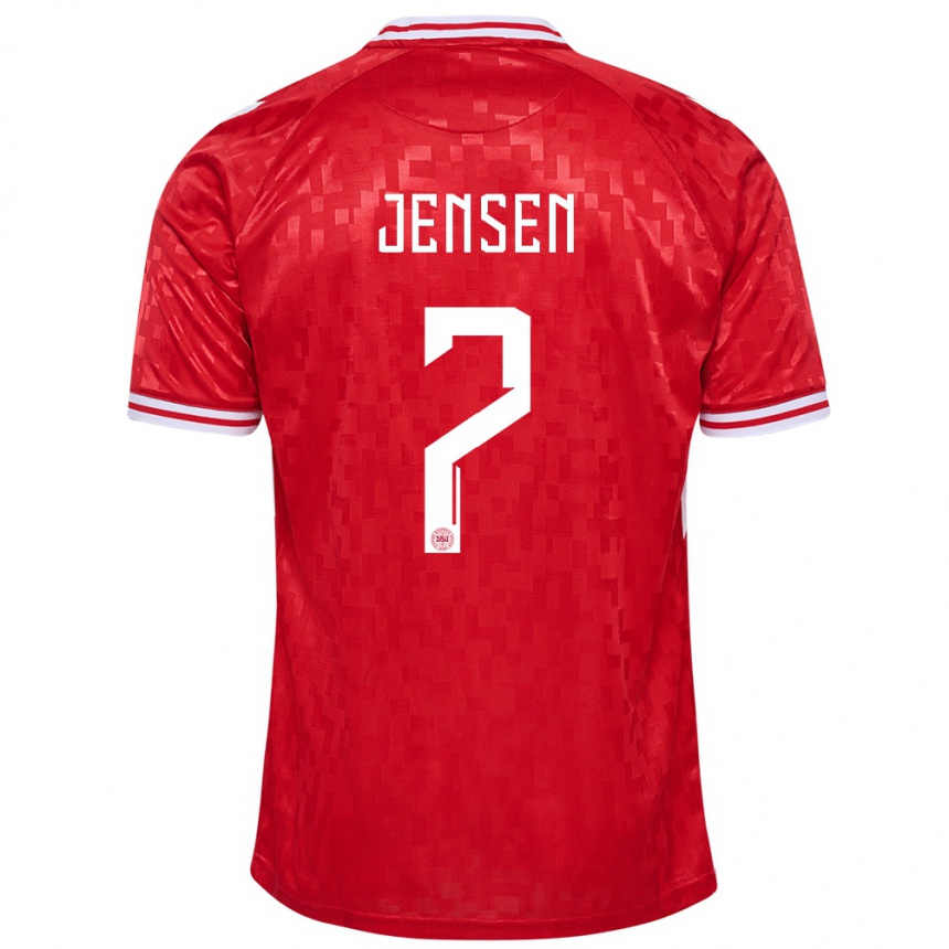 Kids Football Denmark Mathias Jensen #7 Red Home Jersey 24-26 T-Shirt Za