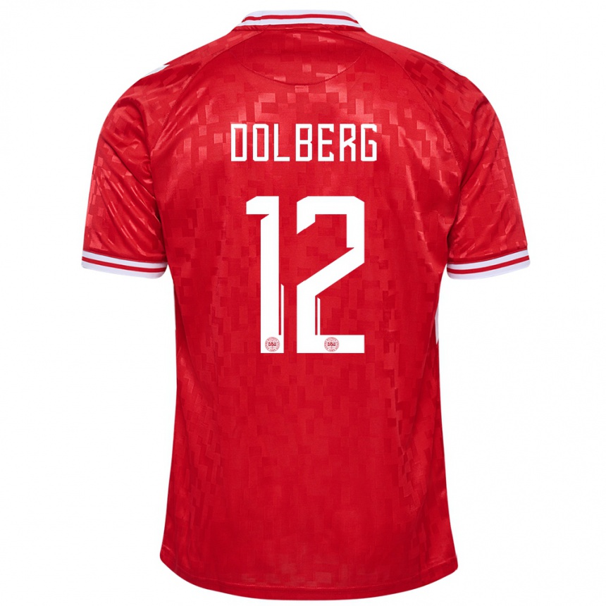 Kids Football Denmark Kasper Dolberg #12 Red Home Jersey 24-26 T-Shirt Za