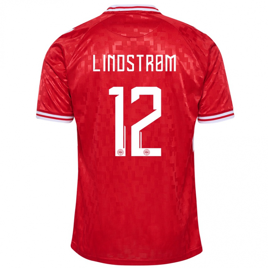 Kids Football Denmark Jesper Lindstrom #12 Red Home Jersey 24-26 T-Shirt Za