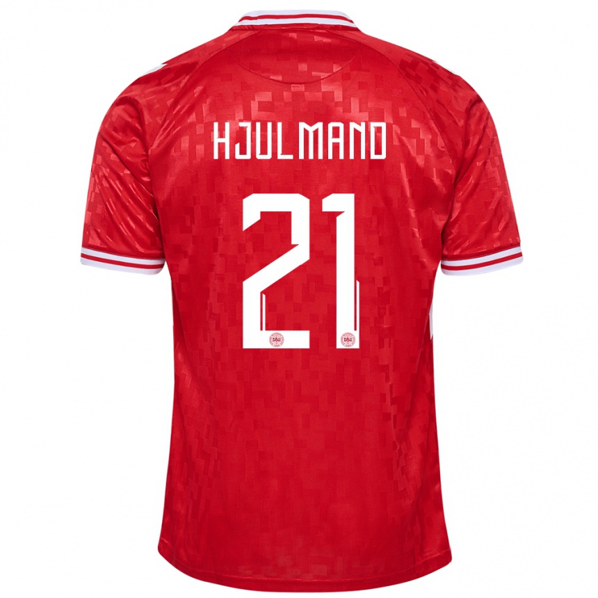 Kids Football Denmark Morten Hjulmand #21 Red Home Jersey 24-26 T-Shirt Za