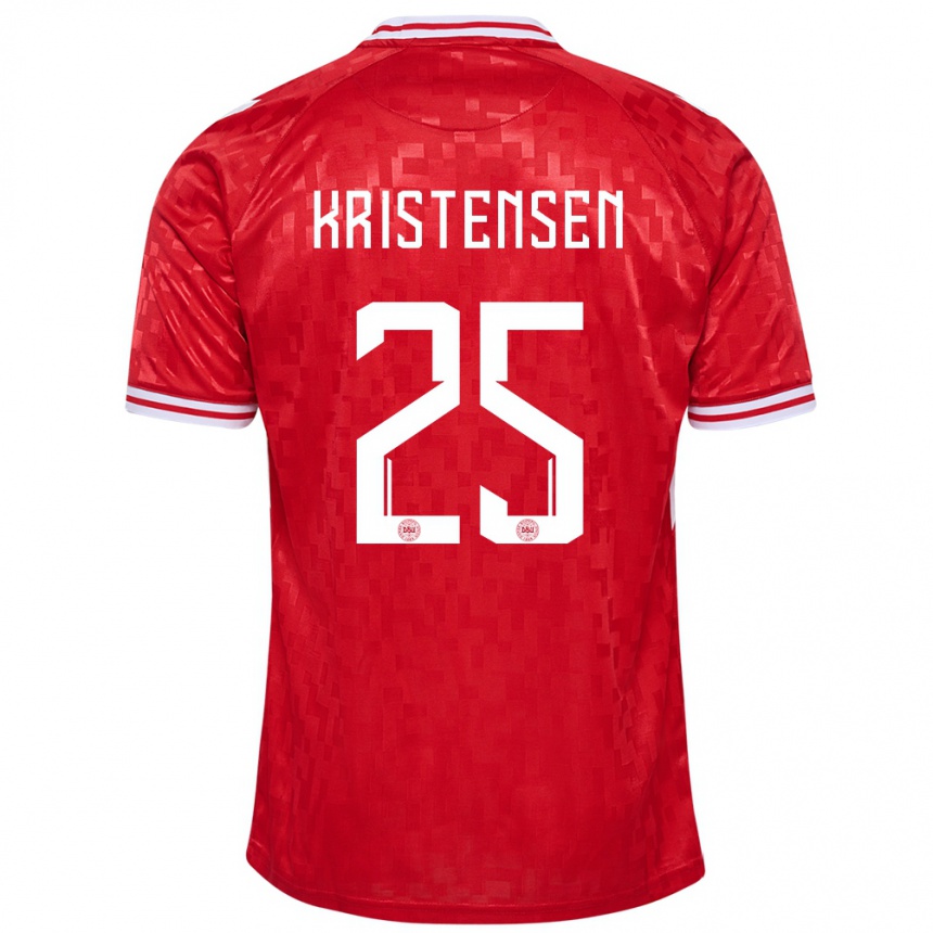 Kids Football Denmark Rasmus Kristensen #25 Red Home Jersey 24-26 T-Shirt Za