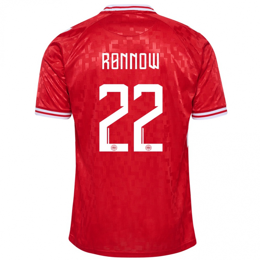 Kids Football Denmark Frederik Ronnow #22 Red Home Jersey 24-26 T-Shirt Za