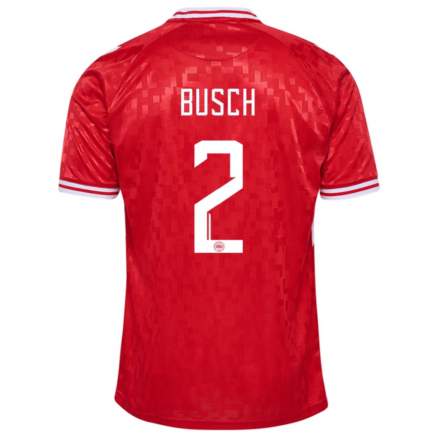 Kids Football Denmark Alexander Busch #2 Red Home Jersey 24-26 T-Shirt Za