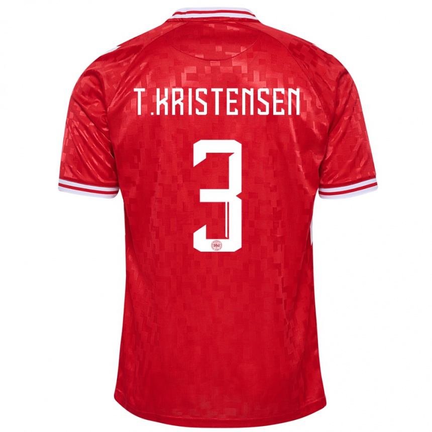 Kids Football Denmark Thomas Kristensen #3 Red Home Jersey 24-26 T-Shirt Za