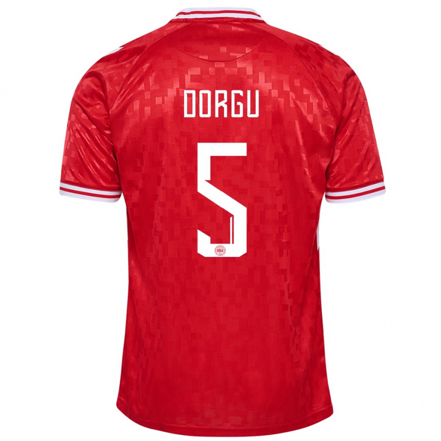 Kids Football Denmark Patrick Dorgu #5 Red Home Jersey 24-26 T-Shirt Za