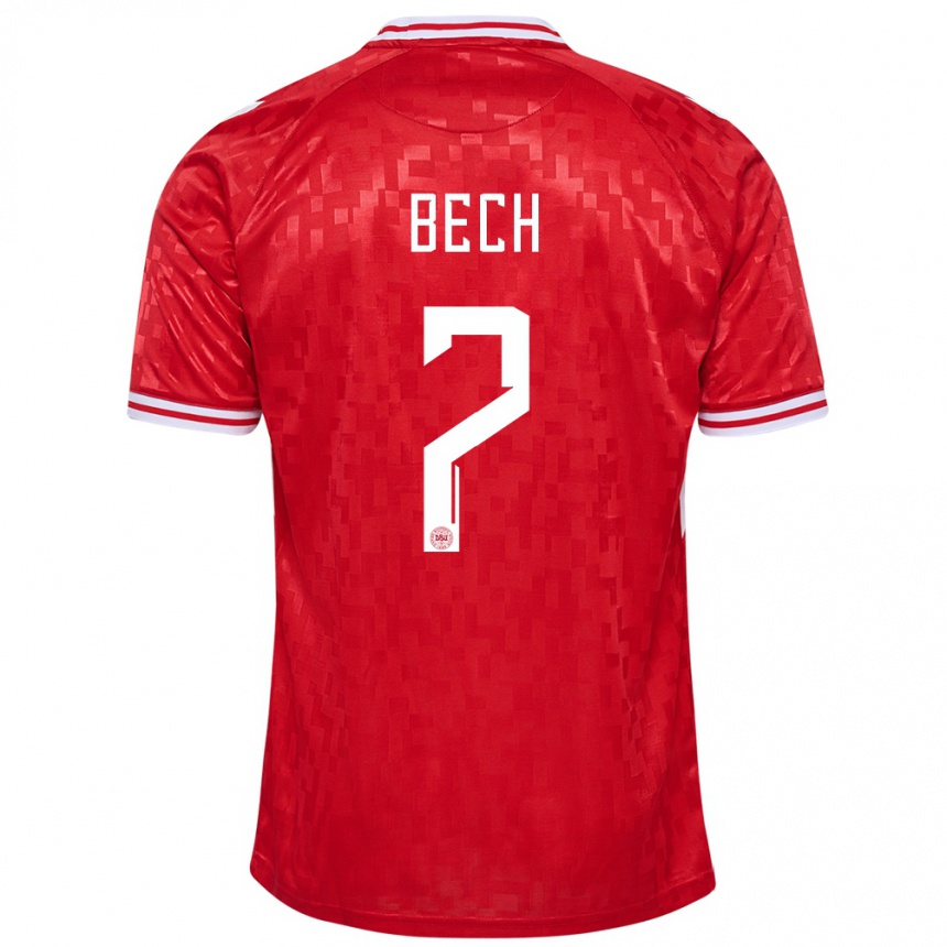 Kids Football Denmark Tobias Bech #7 Red Home Jersey 24-26 T-Shirt Za