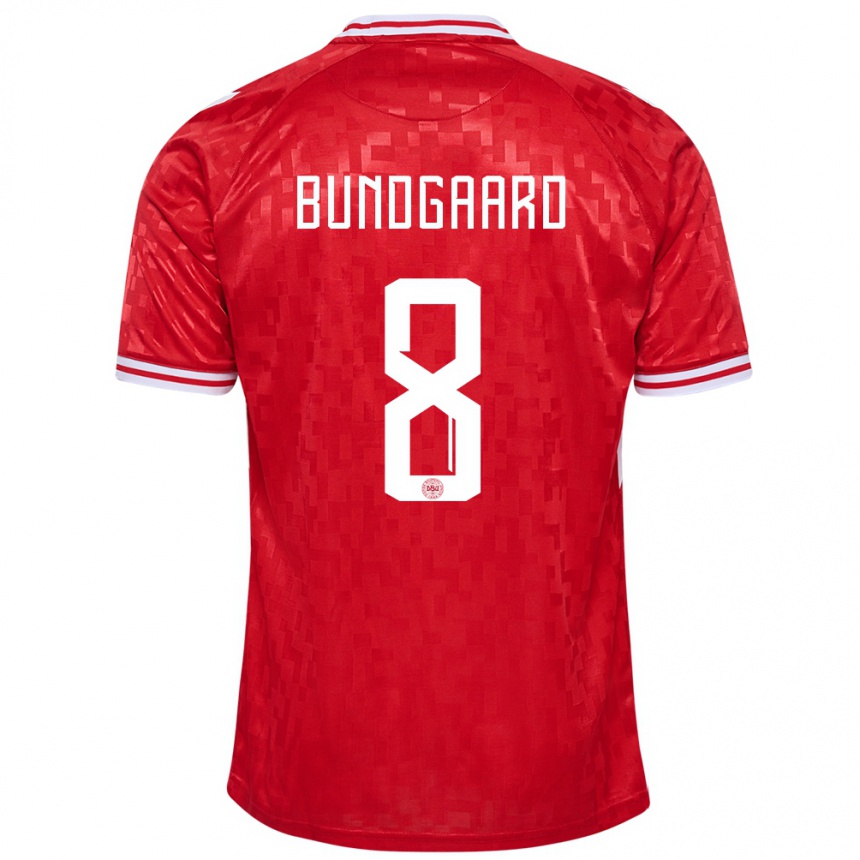 Kids Football Denmark Filip Bundgaard #8 Red Home Jersey 24-26 T-Shirt Za