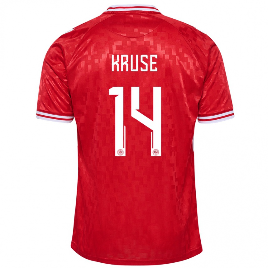 Kids Football Denmark David Kruse #14 Red Home Jersey 24-26 T-Shirt Za