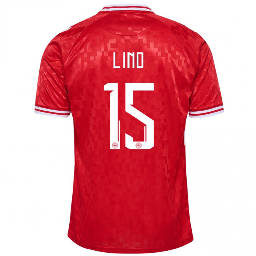 Kids Football Denmark Victor Lind #15 Red Home Jersey 24-26 T-Shirt Za