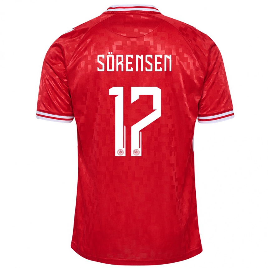 Kids Football Denmark Oliver Sörensen #17 Red Home Jersey 24-26 T-Shirt Za