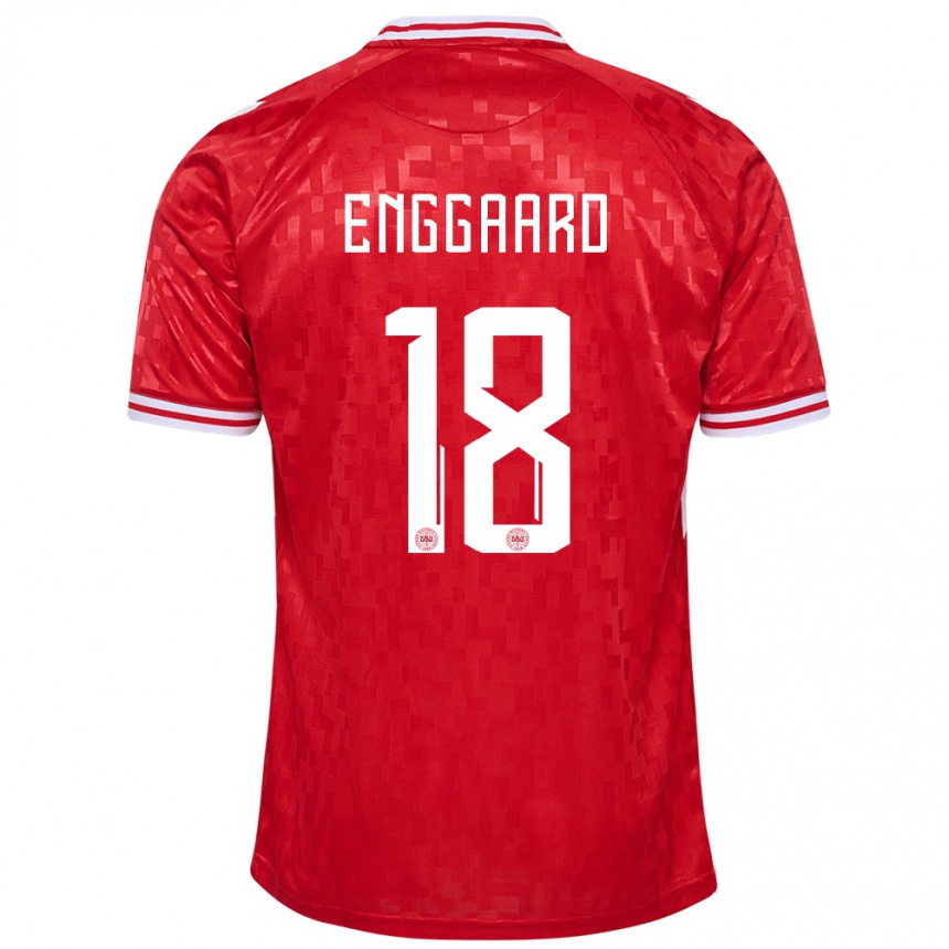 Kids Football Denmark Mads Enggaard #18 Red Home Jersey 24-26 T-Shirt Za