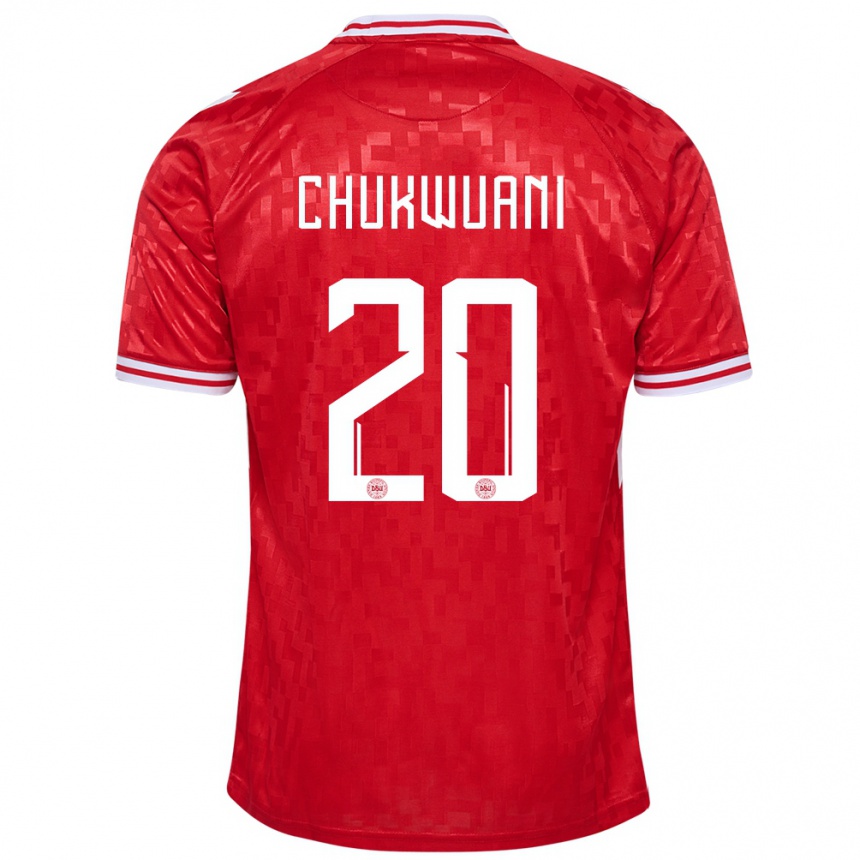 Kids Football Denmark Tochi Chukwuani #20 Red Home Jersey 24-26 T-Shirt Za