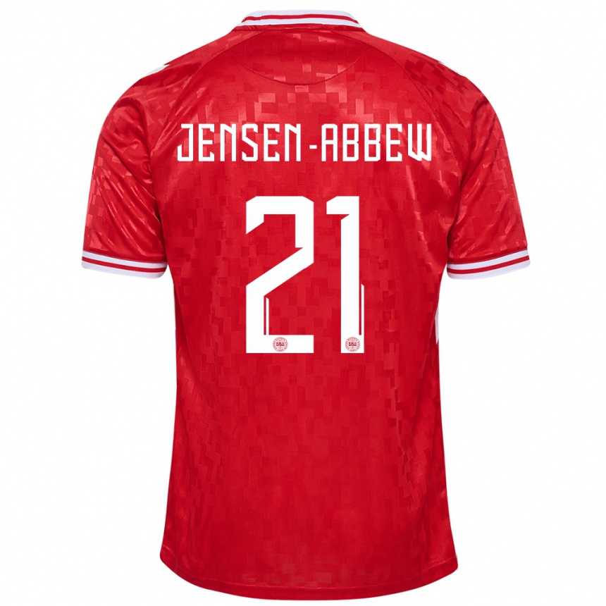 Kids Football Denmark Jonas Jensen-Abbew #21 Red Home Jersey 24-26 T-Shirt Za