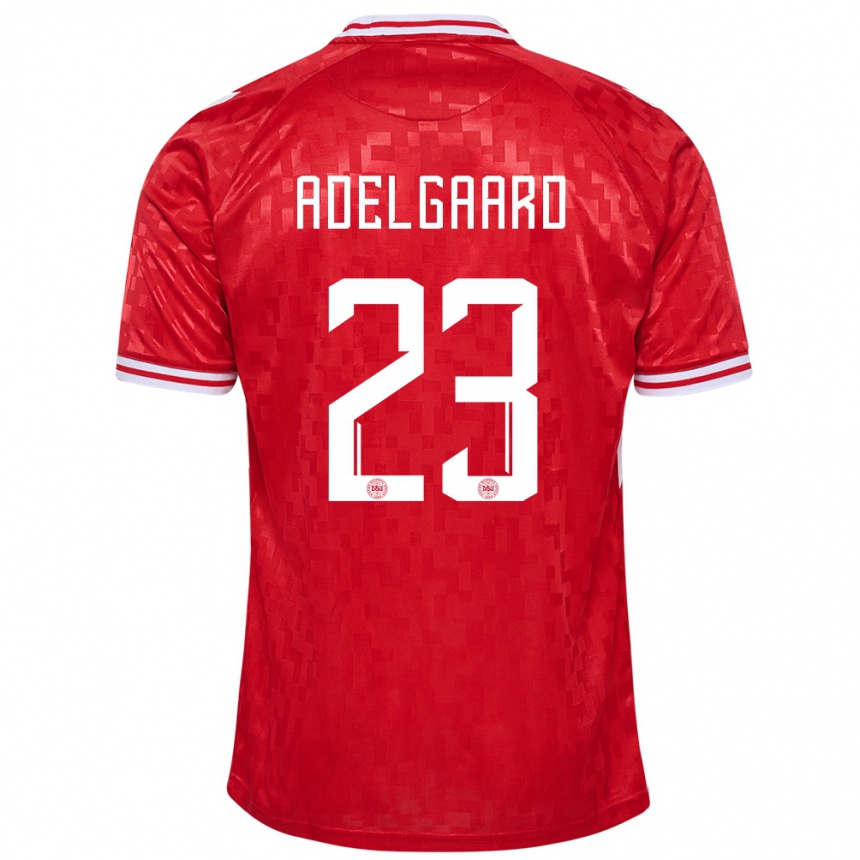 Kids Football Denmark Aske Adelgaard #23 Red Home Jersey 24-26 T-Shirt Za